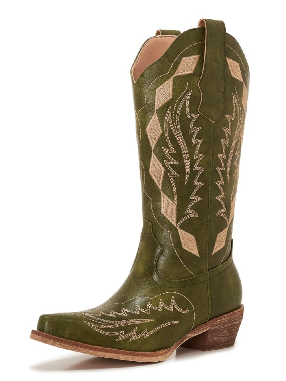Cowboy Boots for Women, Western Embroidered Mid-Calf Cowgirl Boots with Snip